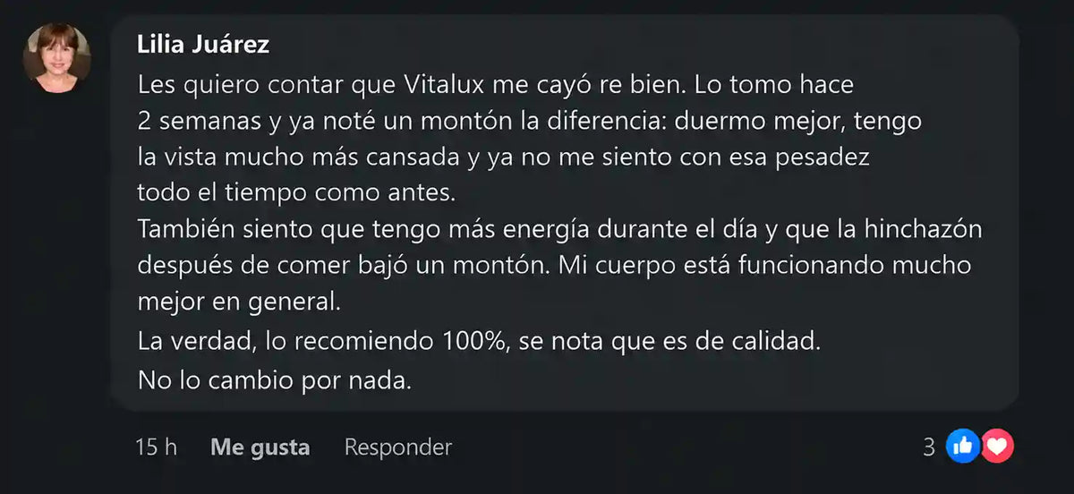 Testimonio de cliente de VitaLux