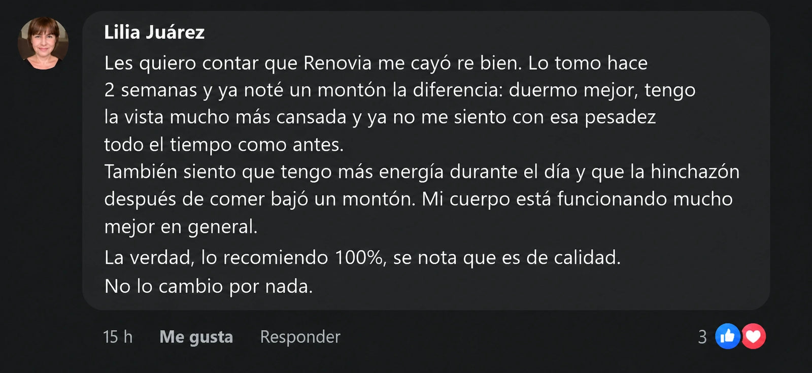 Testimonio de cliente de VitaLux