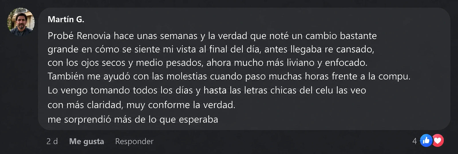 Testimonio de cliente de VitaLux